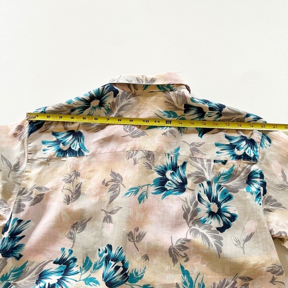 Vtg Guess Georges Marciano Hawaiian Floral L/S Shirt Ramie Peach Pink Teal Men L - Picture 11 of 12